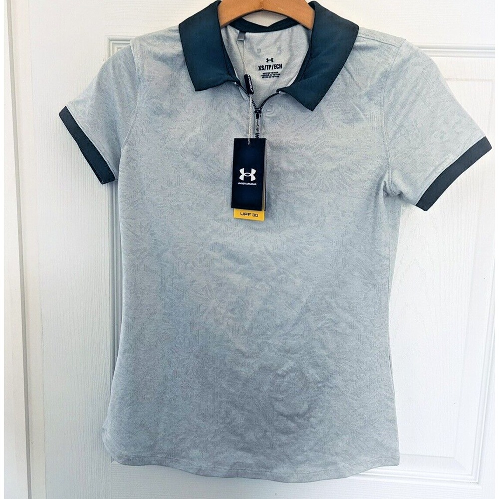 Under Armour‎ Golf Polo Top Women's XSmall Gray Design $45 Retail New! UPF 30 XS